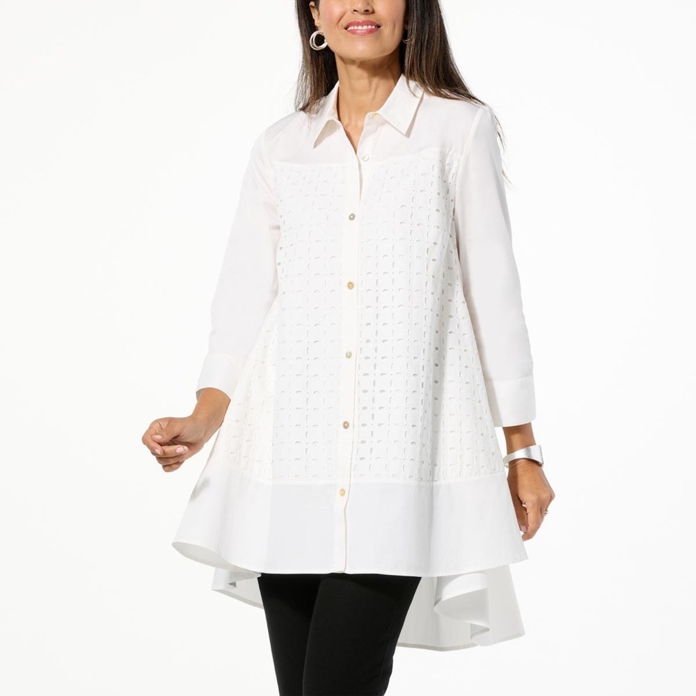 Wynne Collection Medium White High Low Top - Picture 1 of 10